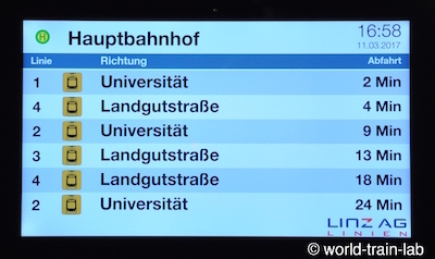 出発列車案内板