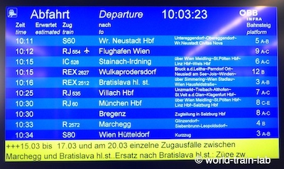 出発列車案内板