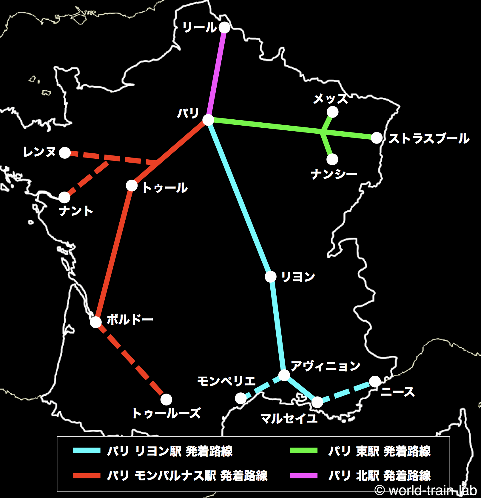 TGV 運行路線図