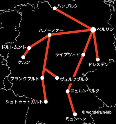 ベルリンからの路線図