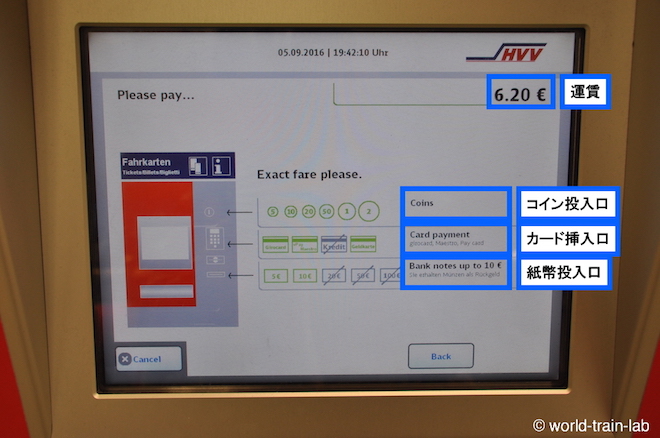 紙幣・コイン・クレジットカードで運賃を支払う