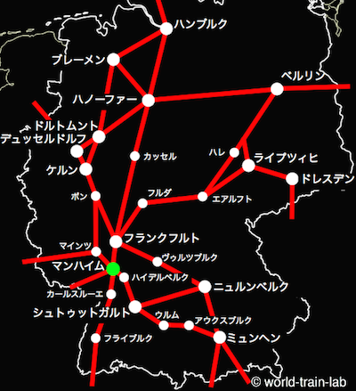 マンハイムからの路線図