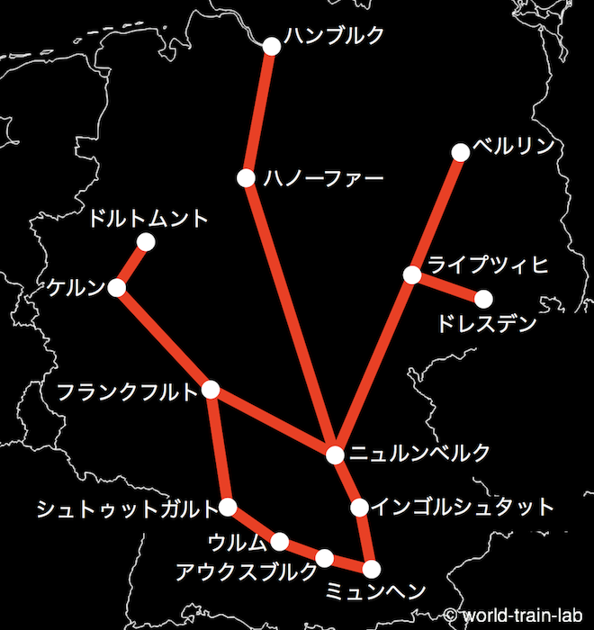 ミュンヘンからの路線図