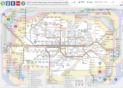 S Bahn, U Bahn, Tramの路線図
