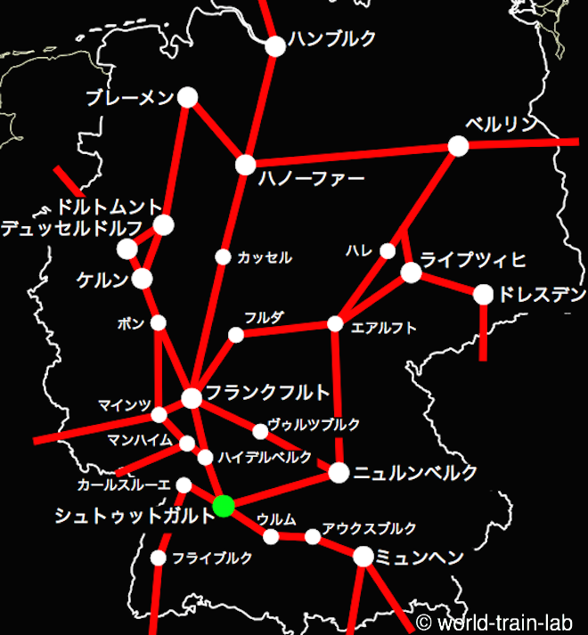 シュトゥットガルトからの路線図