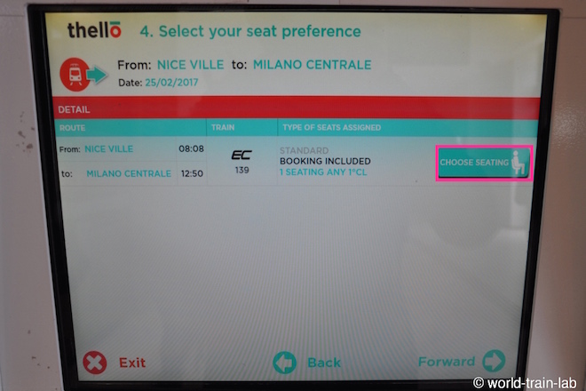 ”CHOOSE SEATING” ボタン