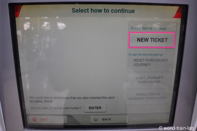 ”NEW TICKET”を押す
