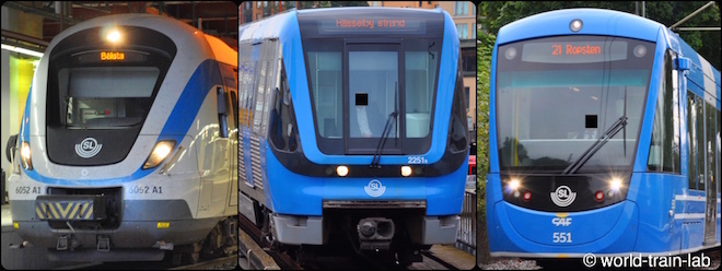 ストックホルムの近郊列車、地下鉄、トラム