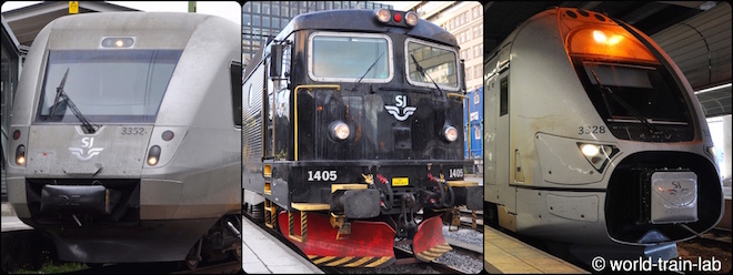 新幹線 Snabbtag, 中 : 特急列車 IC, 右 : 快速・普通列車 Regional